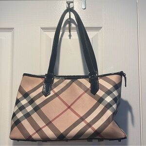 Burberry Beige and Black Check Shoulder Bag